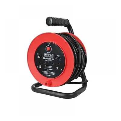 Faithfull Power Plus XP23-E1 Open Drum Cable Reel 240V 13A 2-Socket 15M