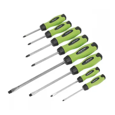 Sealey HV002 Screwdriver Set 8Pc Hammer-Thru Hi-Vis Green