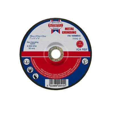 Faithfull Depressed Centre Metal Grinding Disc 180 X 6.5 X 22.23Mm