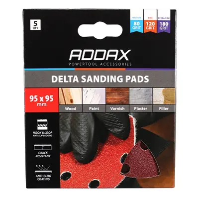 Timco 231333 Delta Sanding Pads - Mixed - Red 95 X 95Mm (80/120/180) Pack 5