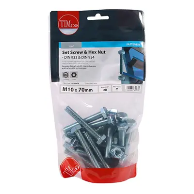 Timco 1070SNZB Set Screws & Hex Nuts - Grade 8.8 - Zinc M10 X 70 TIMbag 20