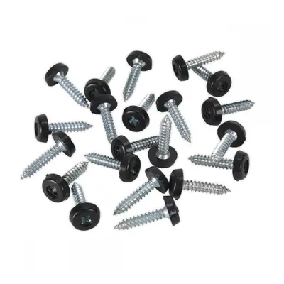 Sealey PTNP7 Numberplate Screw Plastic Enclosed Head 4.8 X 24Mm Black Pack Of 50