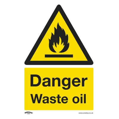 Sealey SS60P10 Warning Safety Sign - Danger Waste Oil - Rigid Plastic - Pack Of 10