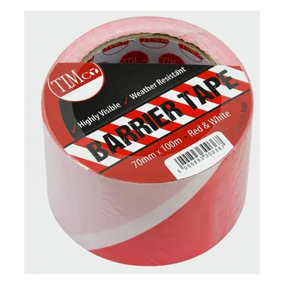 Timco BART Barrier Tape - Red & White 100M X 70Mm Roll 1