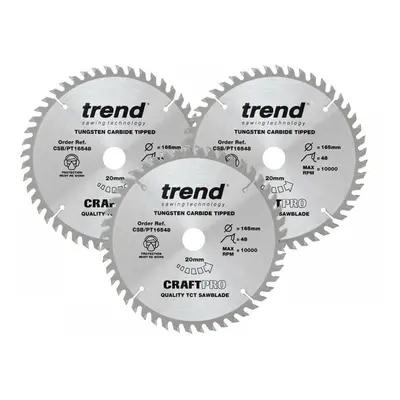 Trend CSB/PT165/3PK Craftpro Panel Trim Saw Blade 165 X 20Mm X 48T (Pack 3)