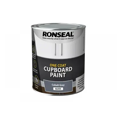 Ronseal 39370 One Coat Cupboard Paint Cobalt Grey Gloss 750Ml