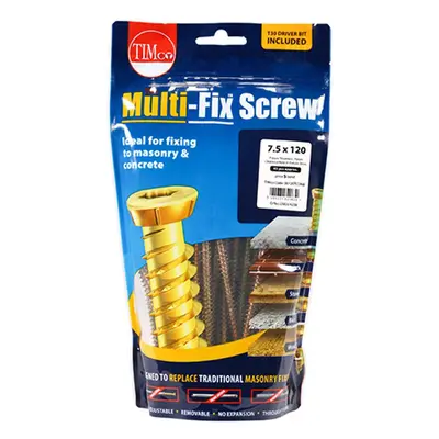 Timco 00120TCONB Concrete Screws - Tx - Flat Countersunk - Yellow 7.5 X 120 TIMbag 45