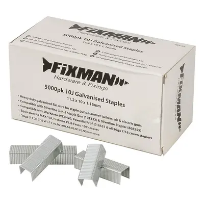 Fixman 983163 10J Galvanised Staples 5000Pk 11.2 X 10 X 1.17Mm Each 5000