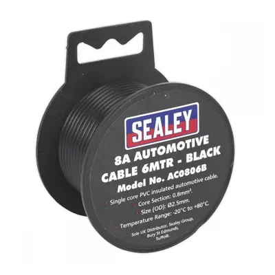 Sealey AC0806B Automotive Cable Thick Wall 8A 6M Black