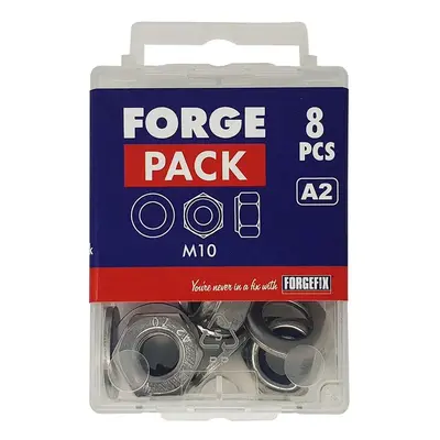 Forgepack FPNYLOC10SS Hexagonal Nuts With Nylon Inserts & Flat Washers - Stainless Steel M10 (Pa