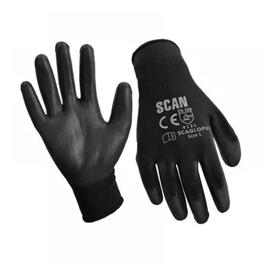 Scan Black Pu Coated Gloves - M (Size 8) (240 Pairs)