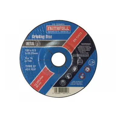 Faithfull Depressed Centre Metal Grinding Disc 125 X 6.5 X 22.23Mm