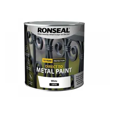 Ronseal 39216 Direct To Metal Paint White Satin 2.5 Litre