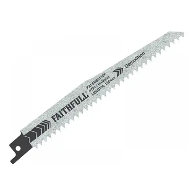 Faithfull 14027144 S611Df Bi-Metal Sabre Saw Blade Demolition 150Mm 6 Tpi (Pack Of 5)