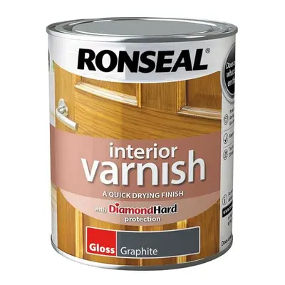 Ronseal 39424 Interior Varnish Quick Dry Gloss Graphite 750Ml