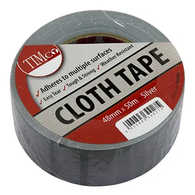 Timco CTSILVER Cloth Tape - Silver 50M X 48Mm Roll 1