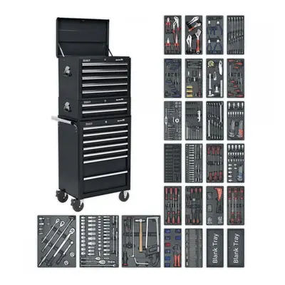 Sealey SPTCOMBO2 Tool Chest Combination 14 Drawer With Ball-Bearing Slides - Black & 1179Pc Tool