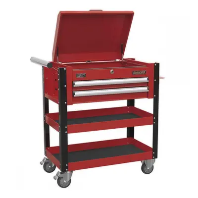 Sealey AP760M Heavy-Duty Mobile Tool & Parts Trolley 2 Drawers & Lockable Top - Red