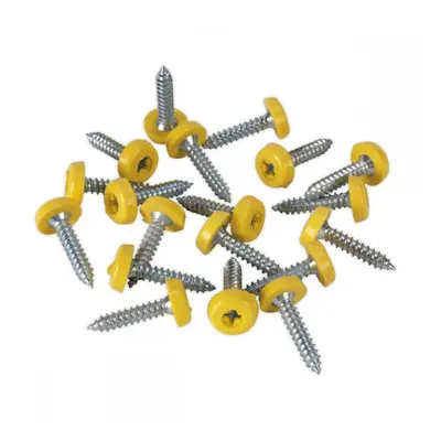 Sealey PTNP6 Numberplate Screw Plastic Enclosed Head 4.8 X 24Mm Yellow Pack Of 50