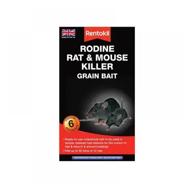 Rentokil PSMR13 Rodine Rat & Mouse Killer Grain Bait (Sachets 6)