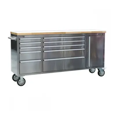 Sealey AP7210SS Mobile Stainless Steel Tool Cabinet 10 Drawer & Cupboard