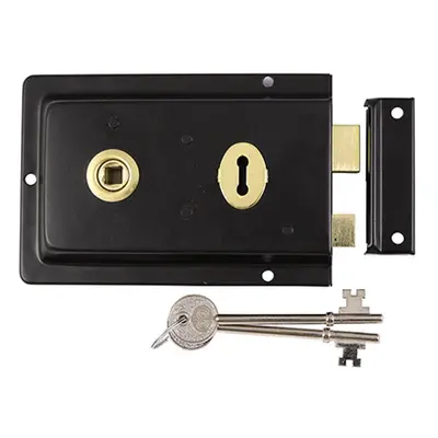 Timco RSLFB Rim Sash Lock Fluted - Black 156 X 106Mm Plain Bag 1