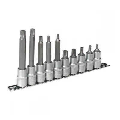 Sealey AK6215 Spline Socket Bit Set 10Pc 1/2inSq Drive