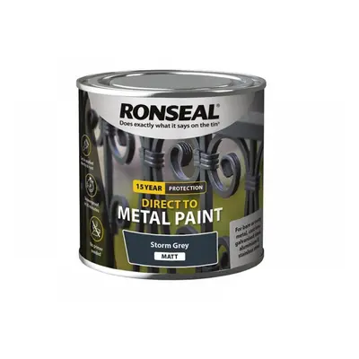 Ronseal 39192 Direct To Metal Paint Storm Grey Matt 250Ml