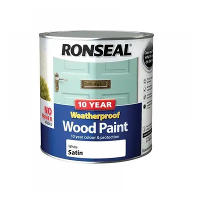 Ronseal 38795 10 Year Weatherproof Wood Paint White Satin 2.5 Litre