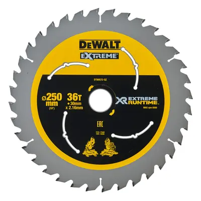 Dewalt Dt99572 Extreme Runtime Saw Blade 250Mm X 30Mm X 36T