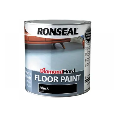 Ronseal 36628 Diamond Hard Floor Paint Satin Black 2.5 Litre