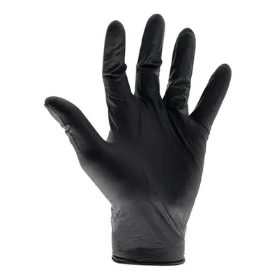 Scan KG-1101 Black Heavy-Duty Nitrile Disposable Gloves Large Size 8 (Box Of 100)