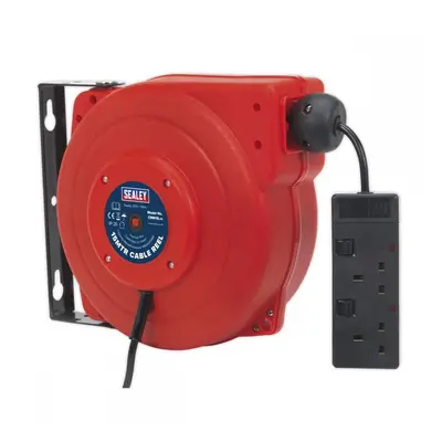 Sealey CRM15 Cable Reel System Retractable 15M 2 X 230V Socket