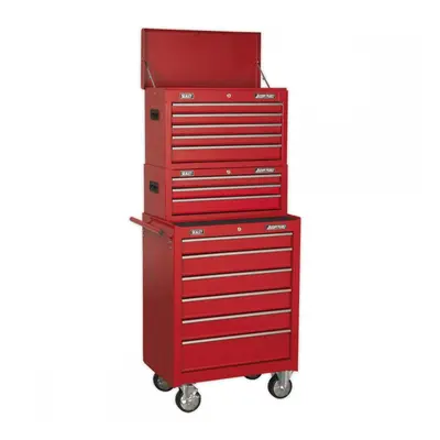 Sealey AP22STACK Topchest Mid-Box & Rollcab 14 Drawer Stack - Red