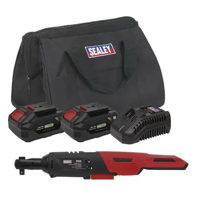 Sealey CP20VRWKIT Cordless Ratchet Wrench 3/8inSq Drive Kit 20V 4Ah Sv20 Series - 2 Batteries