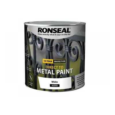 Ronseal 39215 Direct To Metal Paint White Gloss 2.5 Litre