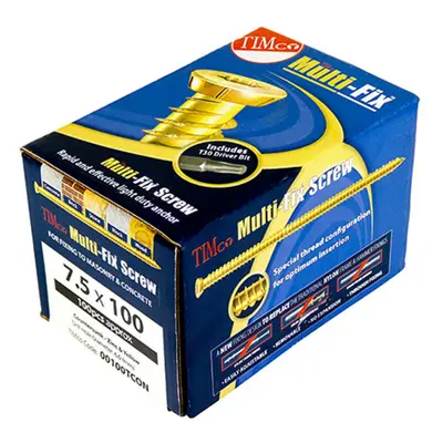 Timco 00130TCON Concrete Screws - Tx - Flat Countersunk - Yellow 7.5 X 130 Box 100