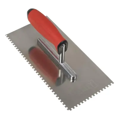 Sealey T7804 Stainless Steel 270Mm Notch Trowel - Rubber Handle - 4Mm