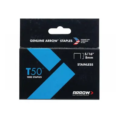 Arrow A505SS1 T50 Staples Stainless Steel 505Ss 8Mm (5/16In) (Box 1000)