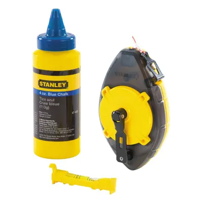 Stanley 0-47-465 Powerwinder Chalk Line Level & Blue Builders Chalk