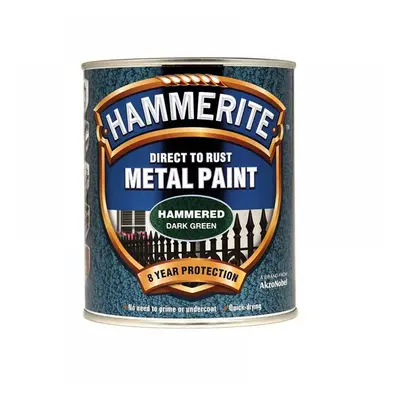 Hammerite 5092823 Direct To Rust Hammered Finish Metal Paint Dark Green 750Ml