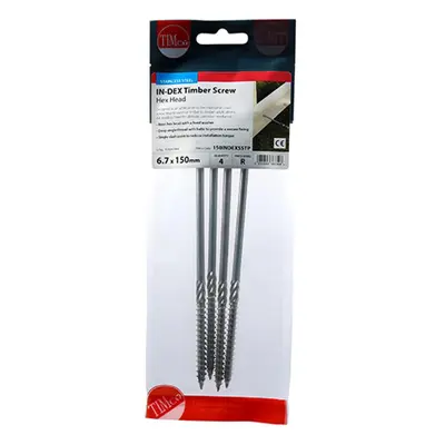 Timco 150INDEXSSTP Timber Screws - Hex - Stainless Steel 6.7 X 150 TIMpac 4