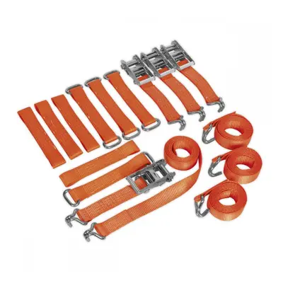 Sealey TDRWKIT Car Transporter Ratchet Strap Alloy/Steel Wheel Kit 4Pc 50Mm X 3M 4500Kg Breaking