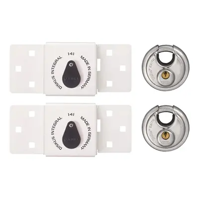 Abus Mechanical 0077124 141/200 Diskus® Integral Van Lock White & 26/70Mm Diskus® Padlock Twin P