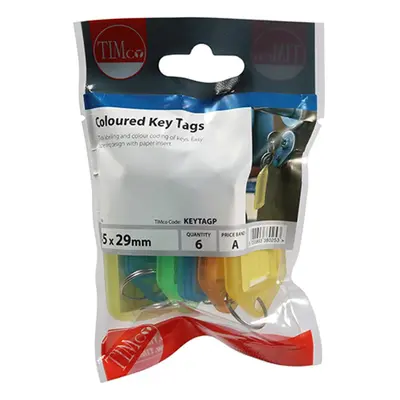 Timco KEYTAGP Coloured Key Tags Mixed Colours TIMpac 6