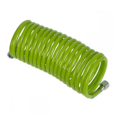 Sealey SA335G Pe Coiled Air Hose 5M X Ø5Mm With 1/4inBsp Unions - Green