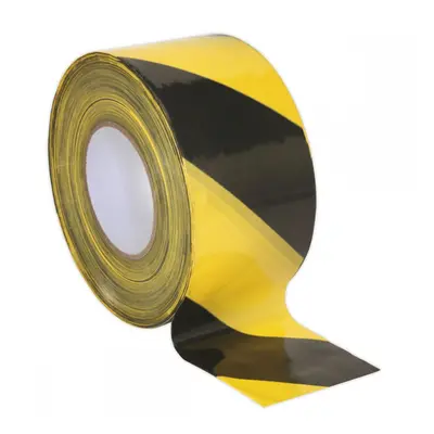 Sealey BTBY Hazard Warning Barrier Tape 80Mm X 100M Black/Yellow Non-Adhesive