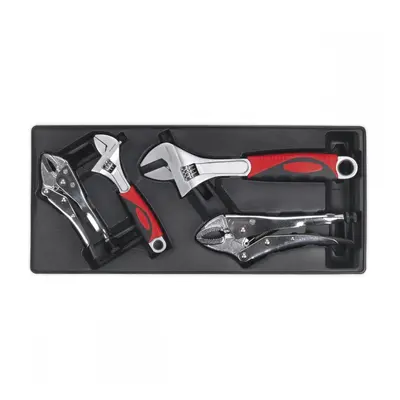 Sealey TBT04 Tool Tray With Locking Pliers & Adjustable Wrench Set 4Pc