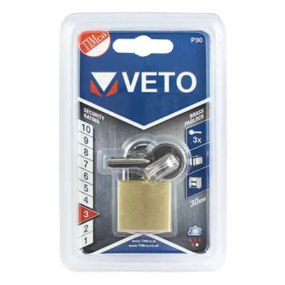 Timco P30 Brass Padlock 30Mm Blister Pack 1