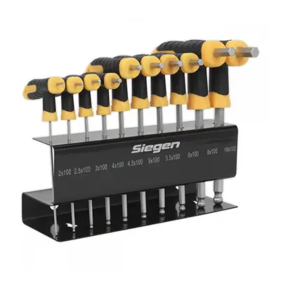 Sealey S01150 Ball-End Hex Key Set 10Pc T-Handle Metric